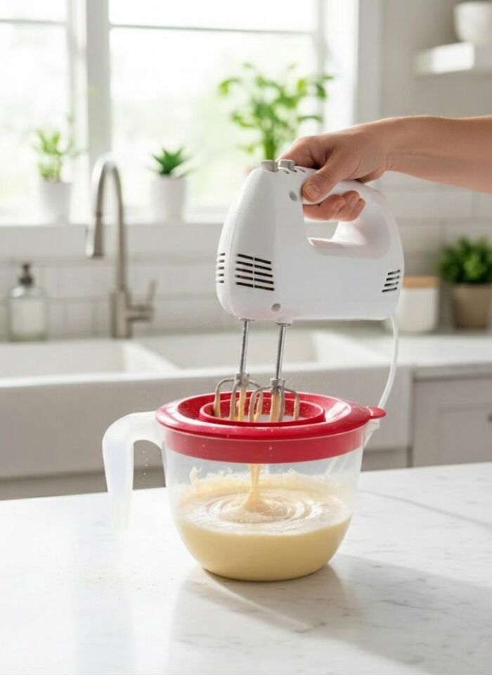 Kırmızı, Kapaklı Mikser Kabı Kaydırmaz Tabanlı 2 Litre