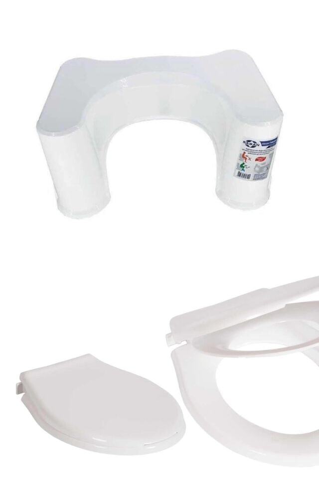 2'li Takım - Beyaz, Klozet Taburesi - Yetişkin ve Çocuk Beyaz, Klozet Kapağı