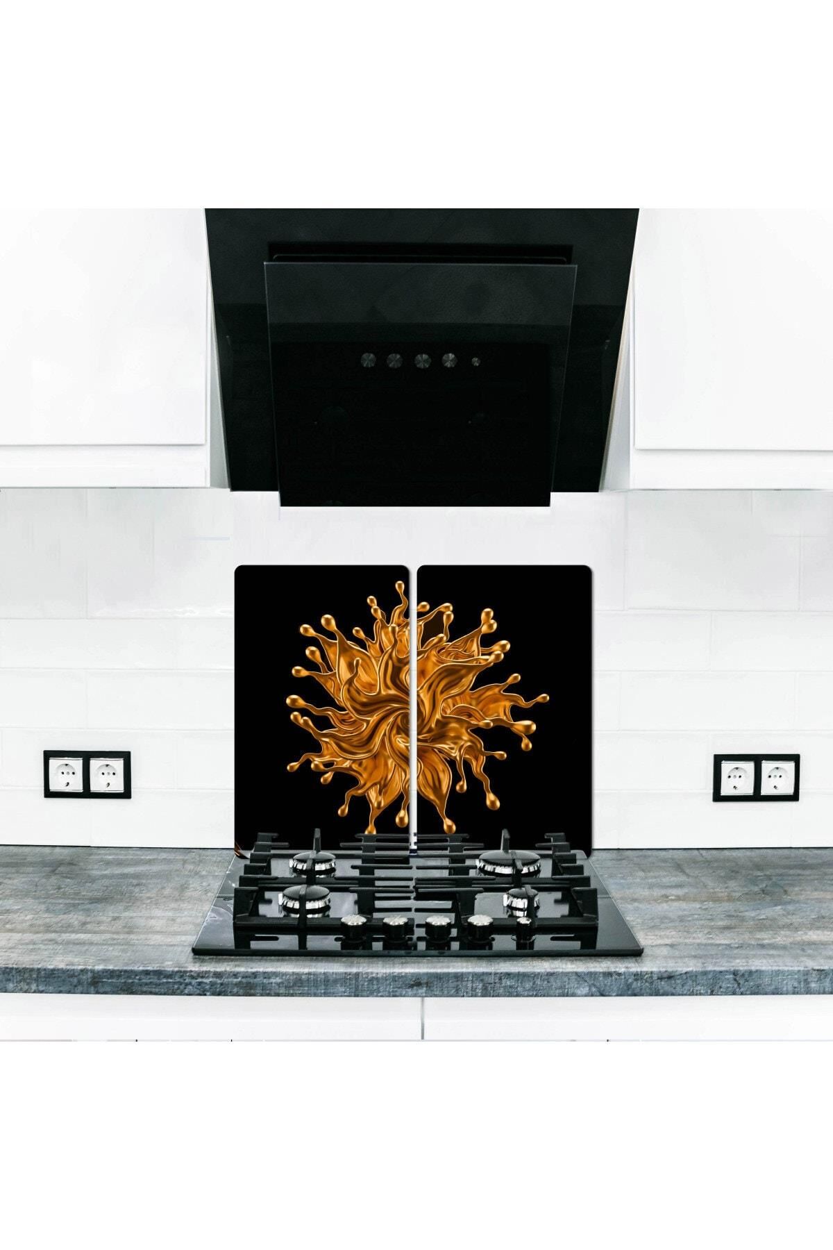 2'li 30x52 cm Cam Ocak Koruyucu 4'lü Ocaklar İçin Pul