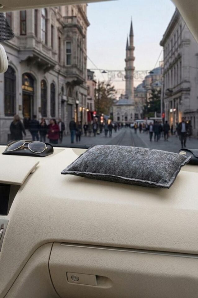 Gri, Araç İçi Nem Alıcı Yastık – Tekrar Kullanılabilir Oto Nem Giderici Ped