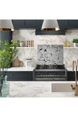 2'li 30x52 cm Cam Ocak Koruyucu 4'lü Ocaklar İçin Gri Taş