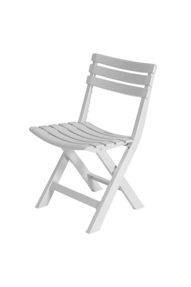 Beyaz - Bahçe Balkon Piknik İç ve Dış Mekan Katlanır Plastik Sandalye