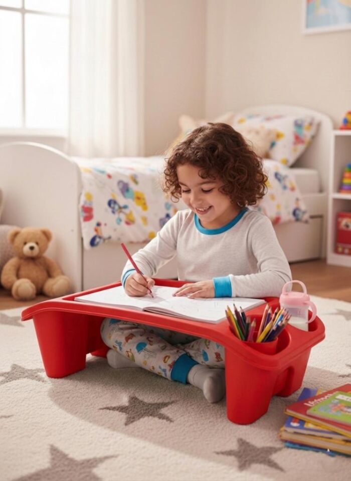 Kırmızı, Çocuk Çalışma Masası - Kalemlikli Organizer Masa
