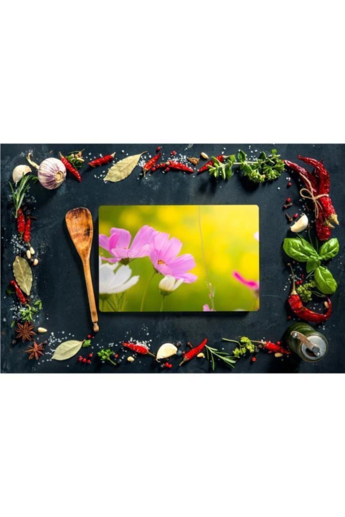 20x30 cm Cam Kesme Tahtası İlk Bahar Görünümlü