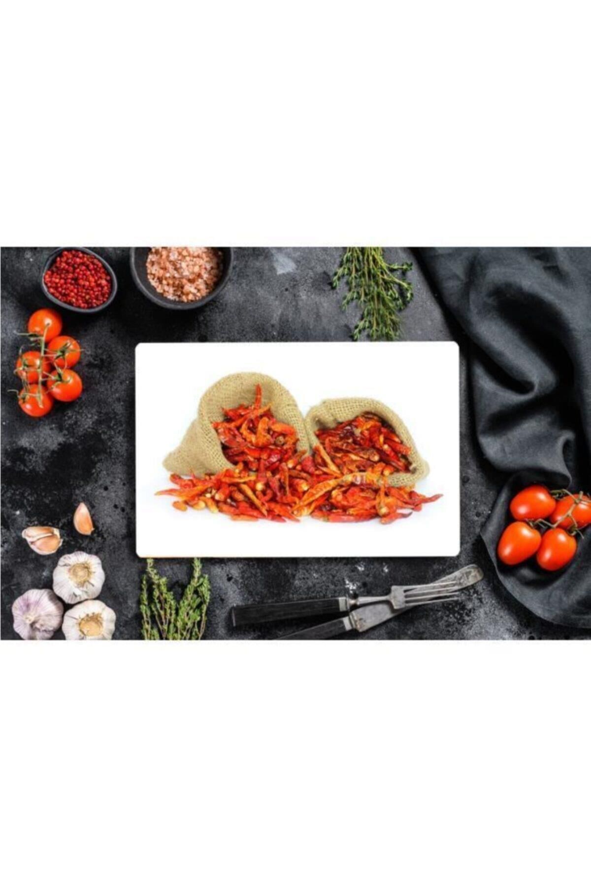 20x30 cm Cam Kesme Tahtası Kurutulmuş Biber Desenli