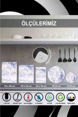 20x30 cm Cam Kesme Tahtası Mavi Mor Menekşe Görünümlü