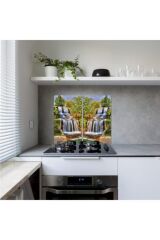 2'li 30x52 cm Cam Ocak Koruyucu 4'lü Ocaklar İçin Şelale