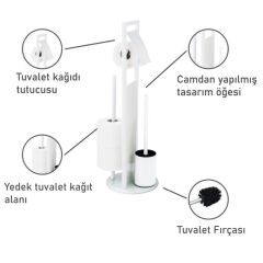 Wenko Beyaz Paslanmaz Çelik Tuvalet kağıt,Fırça,Havluluk Standı