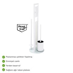 Wenko Beyaz Paslanmaz Çelik Tuvalet kağıt,Fırça,Havluluk Standı