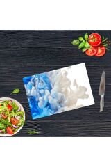 20x30 cm Cam Kesme Tahtası Mavi Duman