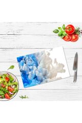 20x30 cm Cam Kesme Tahtası Mavi Duman