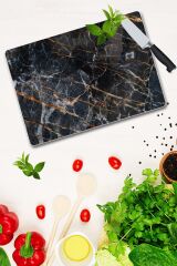 30x40 cm Cam Kesme Tahtası Yaldızlı Mermer