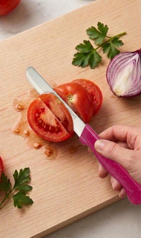 Pembe, 3’lü Paslanmaz Çelik Sebze Bıçağı Seti – Tırtıklı Keskin Ağız