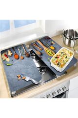 2'li 40x52 cm Cam Ocak Koruyucu 5'li Ocaklar İçin Baharat Ve Kaşıklar