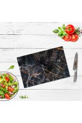 20x30 cm Cam Kesme Tahtası Yaldızlı Mermer