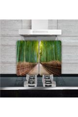 2'li 40x52 cm Cam Ocak Koruyucu 5'li Ocaklar İçin Bambu Yolu