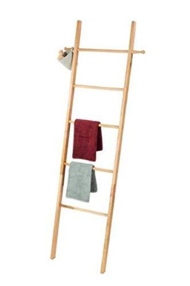 Saban Bambu Merdiven Havluluk | Dekoratif Çok Amaçlı Kıyafet & Havlu Askısı 57x4x170 cm  T37