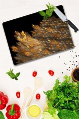 20x30 cm Cam Kesme Tahtası Sonbahar