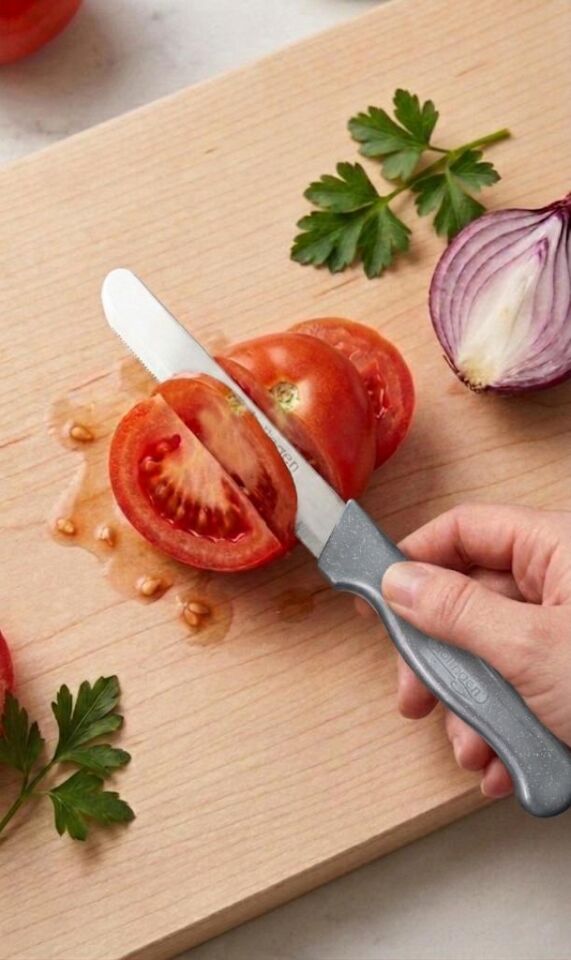 Gri, 3’lü Paslanmaz Çelik Sebze Bıçağı Seti – Tırtıklı Keskin Ağız