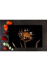 20x30 cm Cam Kesme Tahtası Altın Gül