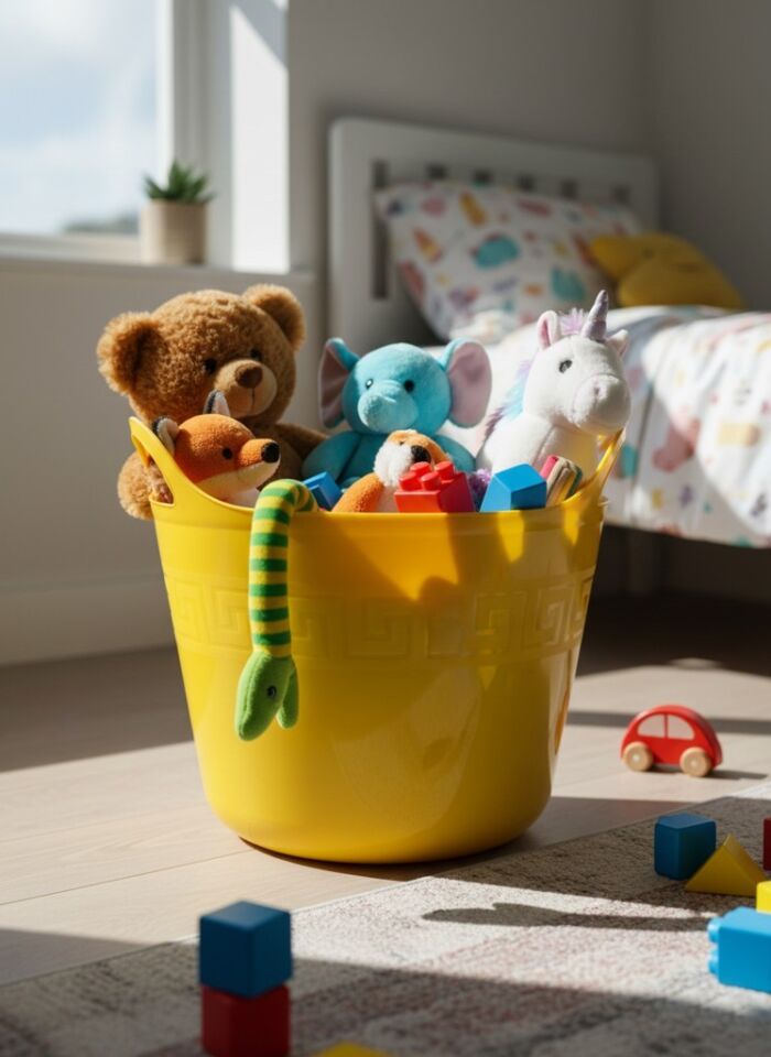 Sarı, Esnek Plastik Kova – 42 Litre, Kurban Kovası, Esneyebilen Oyuncak ve Çamaşır Sepeti