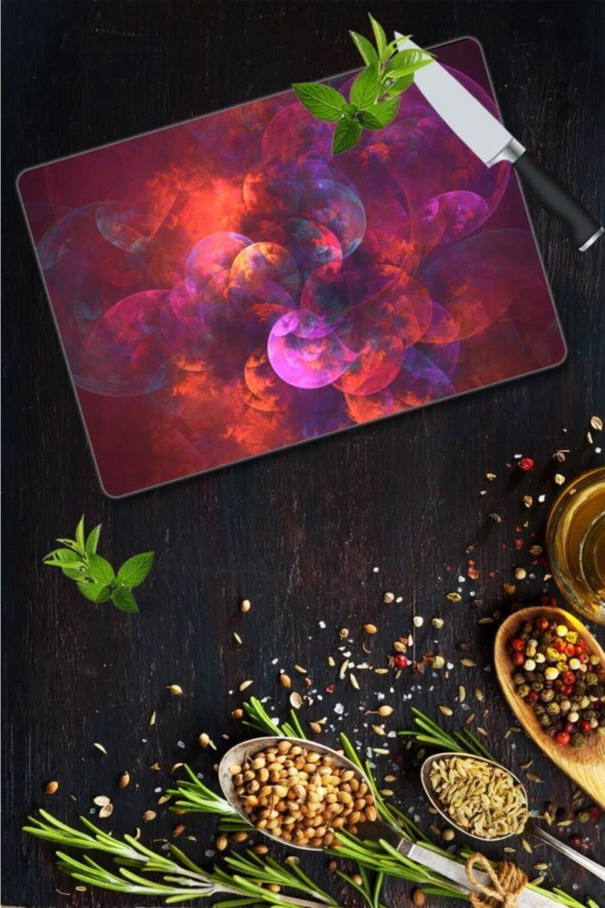 30x40 cm Cam Kesme Tahtası Fuşya