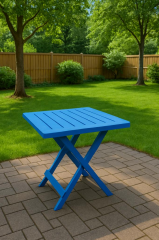 Ev Bahçe Plastik Katlanabilir Piknik Masası Mavi