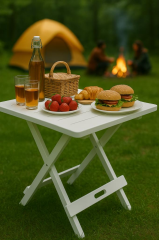 Ev Bahçe Plastik Katlanabilir Piknik Masası Beyaz