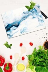 30x40 cm Cam Kesme Tahtası Mavi Deniz