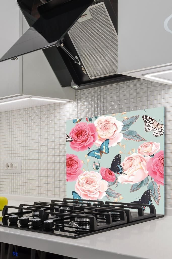 60x70 cm Model 13 Desenli Cam Ocak Koruyucu