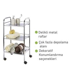 Wenko Krom Kaplama Çelik 3 Katlı Servis Arabası 41 x 75 x 32 cm ( Made in Germany )