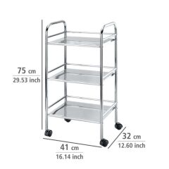Wenko Krom Kaplama Çelik 3 Katlı Servis Arabası 41 x 75 x 32 cm ( Made in Germany )