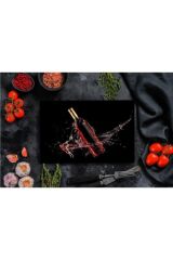 30x40 cm Cam Kesme Tahtası Kırmızı Şarap