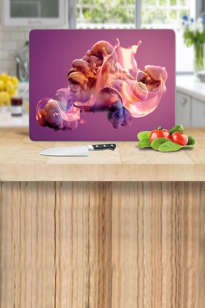 30x40 cm Cam Kesme Tahtası Mor Tablo