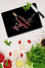 20x30 cm Cam Kesme Tahtası Kırmızı Şarap