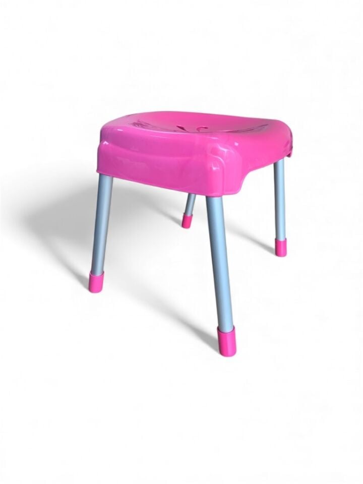 Pembe, Çocuk Sandalyesi Metal Ayaklı Tabure