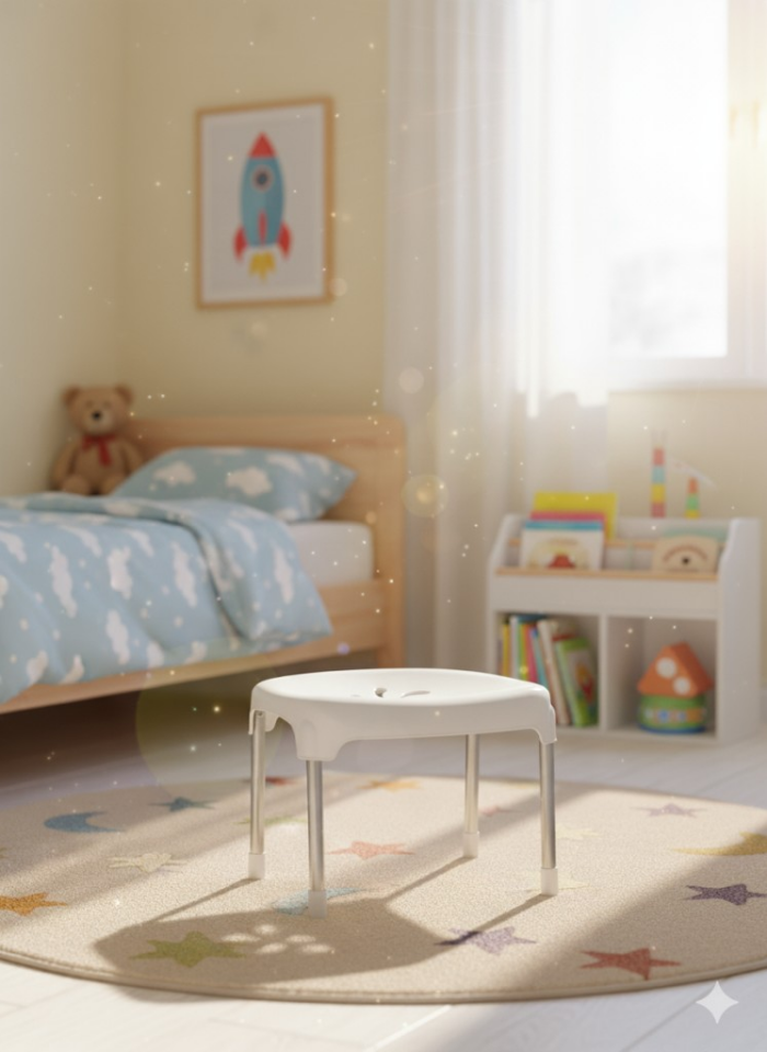 Beyaz, Çocuk Sandalyesi Metal Ayaklı Tabure