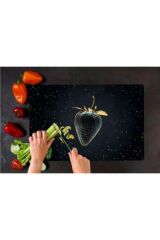 30x40 cm Cam Kesme Tahtası Altın Çilek