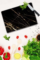 30x40 cm Cam Kesme Tahtası Sarı Altın Mermer