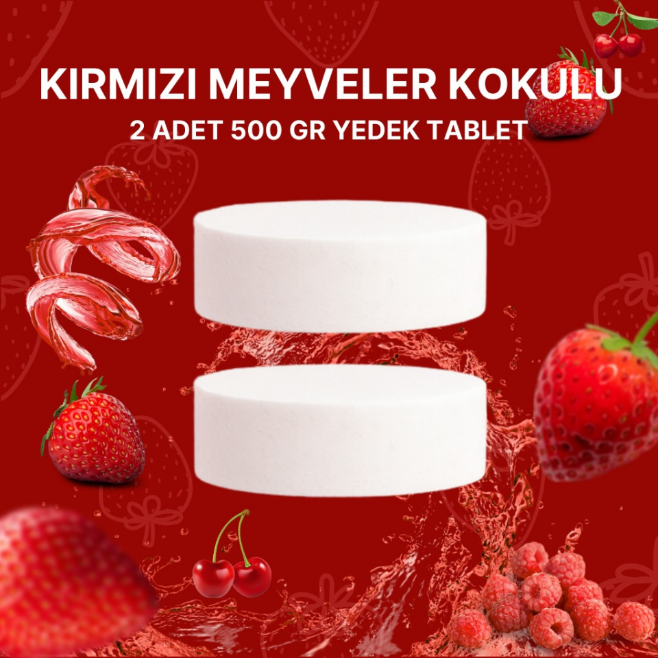 2x500 Gram - Kırmızı Meyve Kokulu, Nem Alıcı Rutubet Ve Küf Önleyici Yedek Tablet