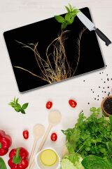 30x40 cm Cam Kesme Tahtası Altın Dal