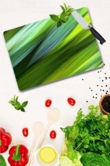 30x40 cm Cam Kesme Tahtası Yeşil Dalga