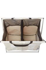 Wenko Ömür Boyu Çamaşır sepeti 57x38x59cm polyester plus alüminyum Bej 60 litre