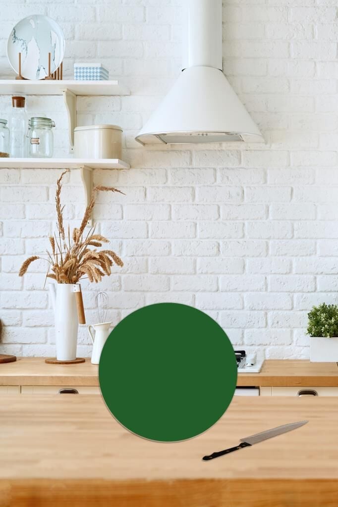 Çap 32 cm Düz Yeşil Desenli Cam Kesim Tablası