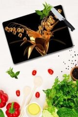 30x40 cm Cam Kesme Tahtası Altın Zambak