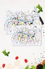2' li Takım 30x40 cm ve 20x30 cm Model 79 Desenli Cam Kesim Tablası ve Ocak Koruma