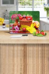 30x40 cm Cam Kesme Tahtası Meyve Sepeti Desenli