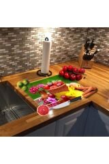 30x40 cm Cam Kesme Tahtası Meyve Sepeti Desenli