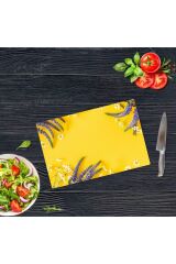 20x30 cm Cam Kesme Tahtası Sarı Karanfil