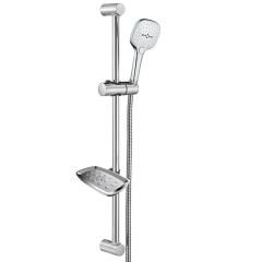 Krom Sürgülü Duş Seti Kare Başlık,Hortum,Sürgü